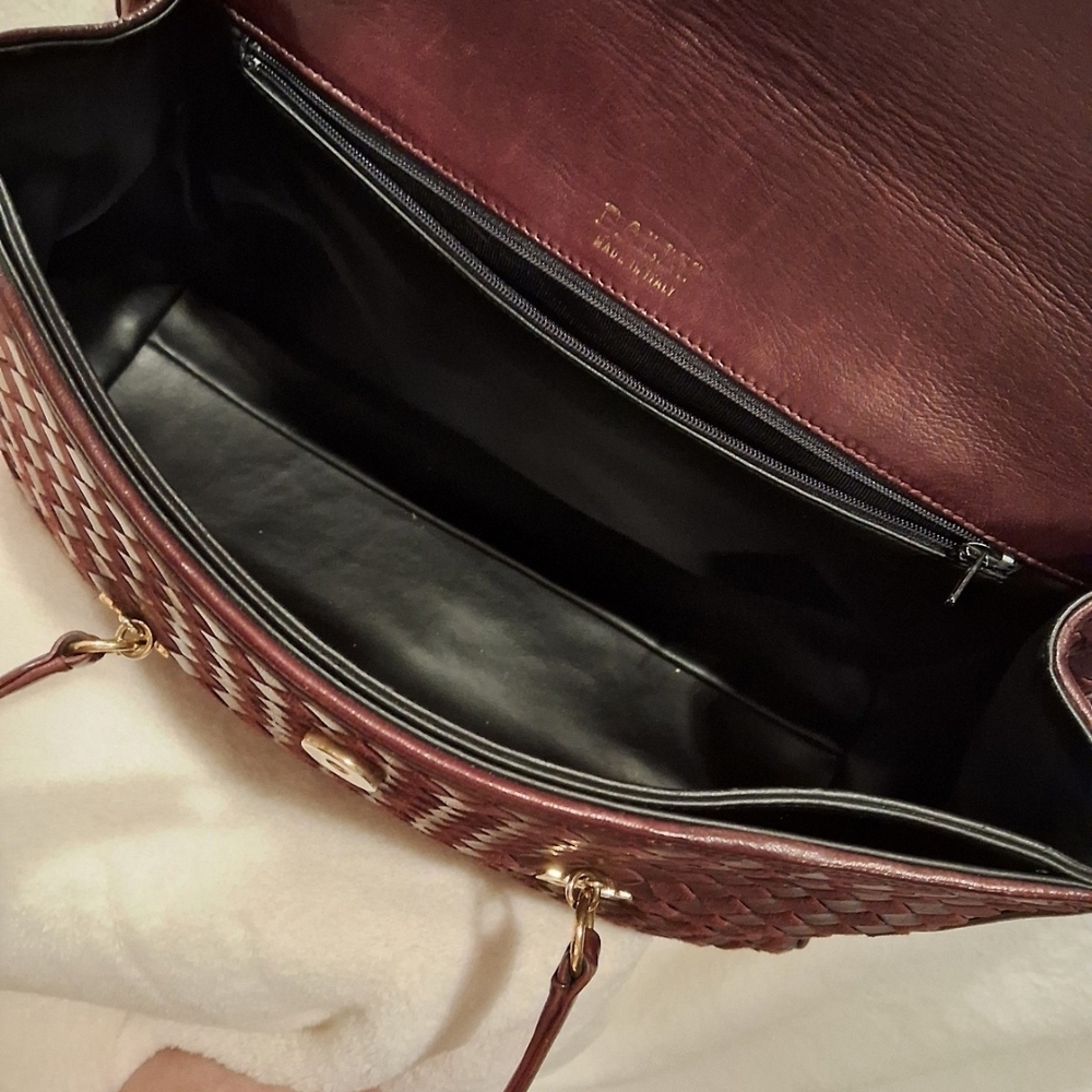 Bally Burgundy Woven Leather Satchel - Picture 6 of 11
